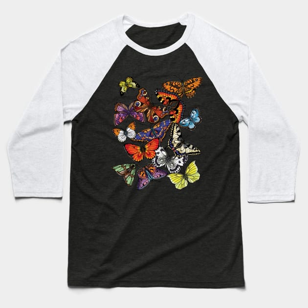 Butterflies Baseball T-Shirt by kataszep